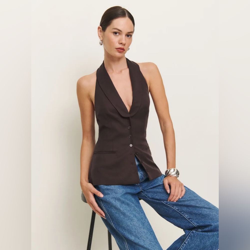 Reformation Alistair Vest Size 4 Black Currant Chocolate